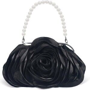 Gorgeous 3D Rose Satin Clutch Purse - Perfect for Weddings & Formal Events